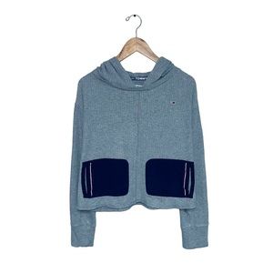 Tommy Hilfiger Hoodie Women’s Size Medium Grey Thermal Sweater‎ Tommy Jeans Logo
